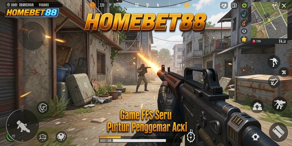 Screenshot gameplay HOMEBET88 yang menunjukkan aksi pertempuran intens.