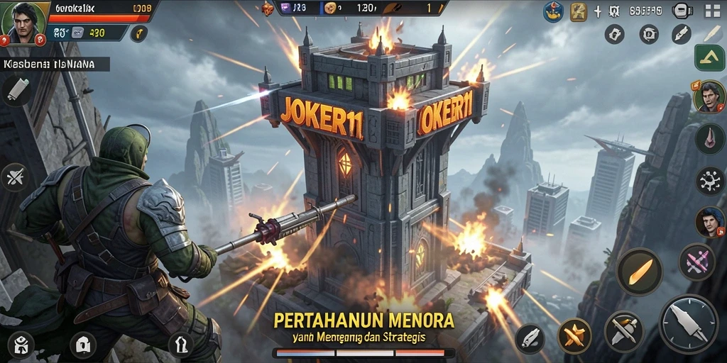 Tangkapan layar gameplay JOKER11 menampilkan aksi pertahanan menara yang mendebarkan.