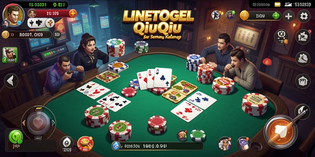 Tampilan gameplay seru di LINETOGEL dengan kartu QiuQiu.