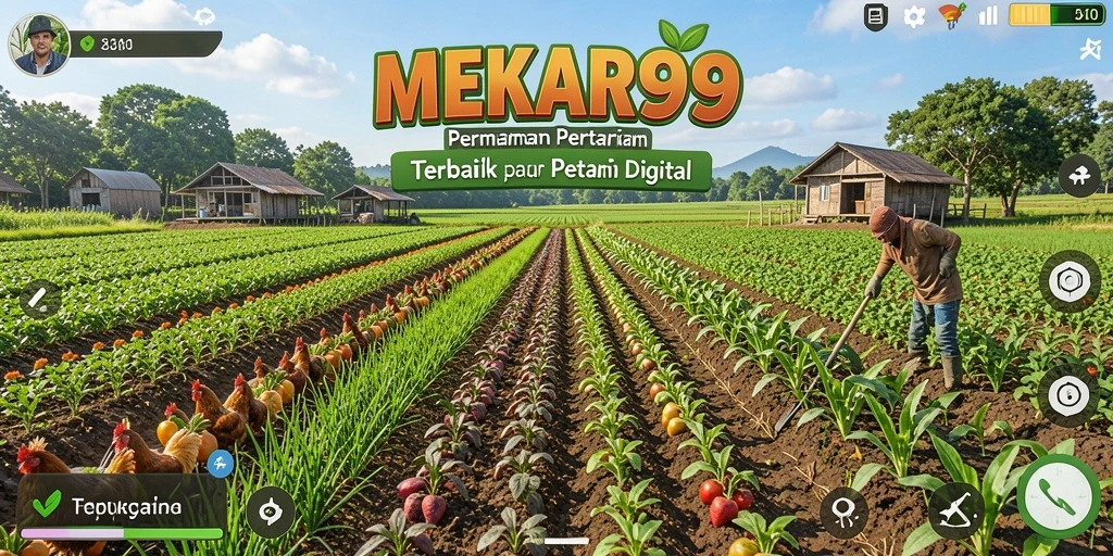Tampilan gameplay yang menarik di MEKAR99 dengan ladang yang subur.