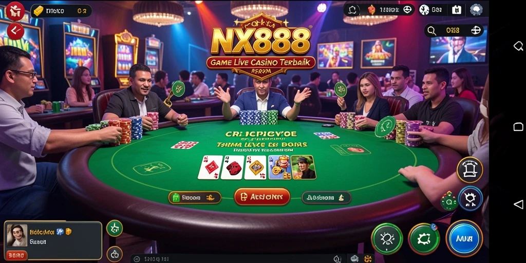 Tampilan gameplay Live Casino NX888 yang seru dan interaktif.