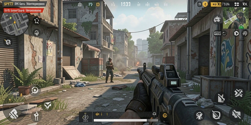 Screenshot SPY77 menampilkan aksi intens di dalam gameplay TPS.