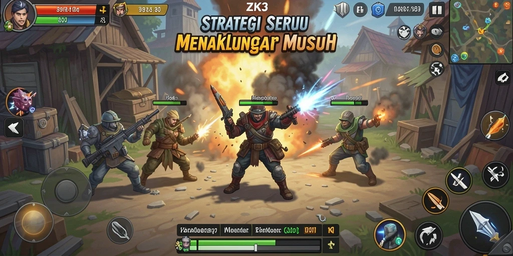 Tampilan gameplay mendebarkan dalam ZK3 dengan strategi yang menantang.
